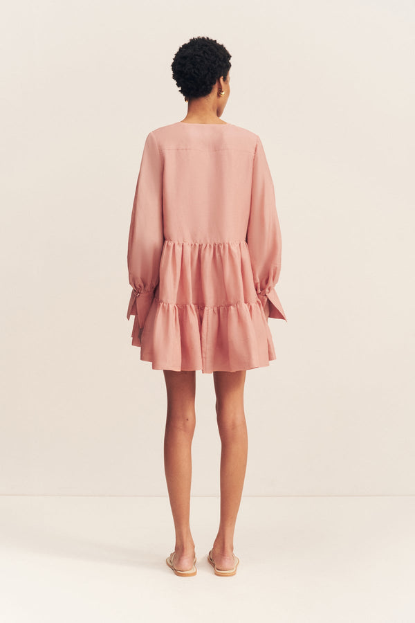 CELESTE TIERED MINI DRESS - ROSE_B