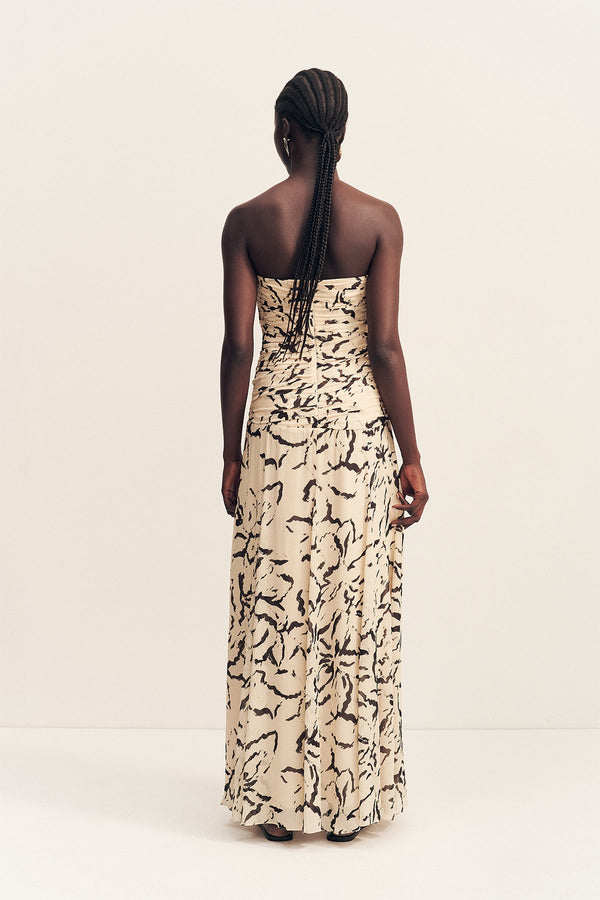 REA STRAPLESS PANELLED MAXI DRESS