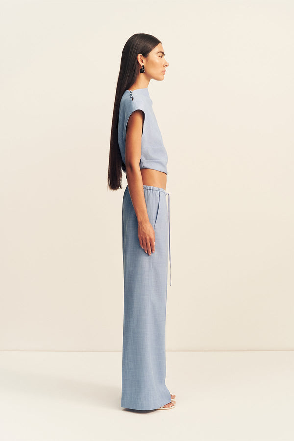 ASHER CAP SLEEVE TOP - CHAMBRAY BLUE