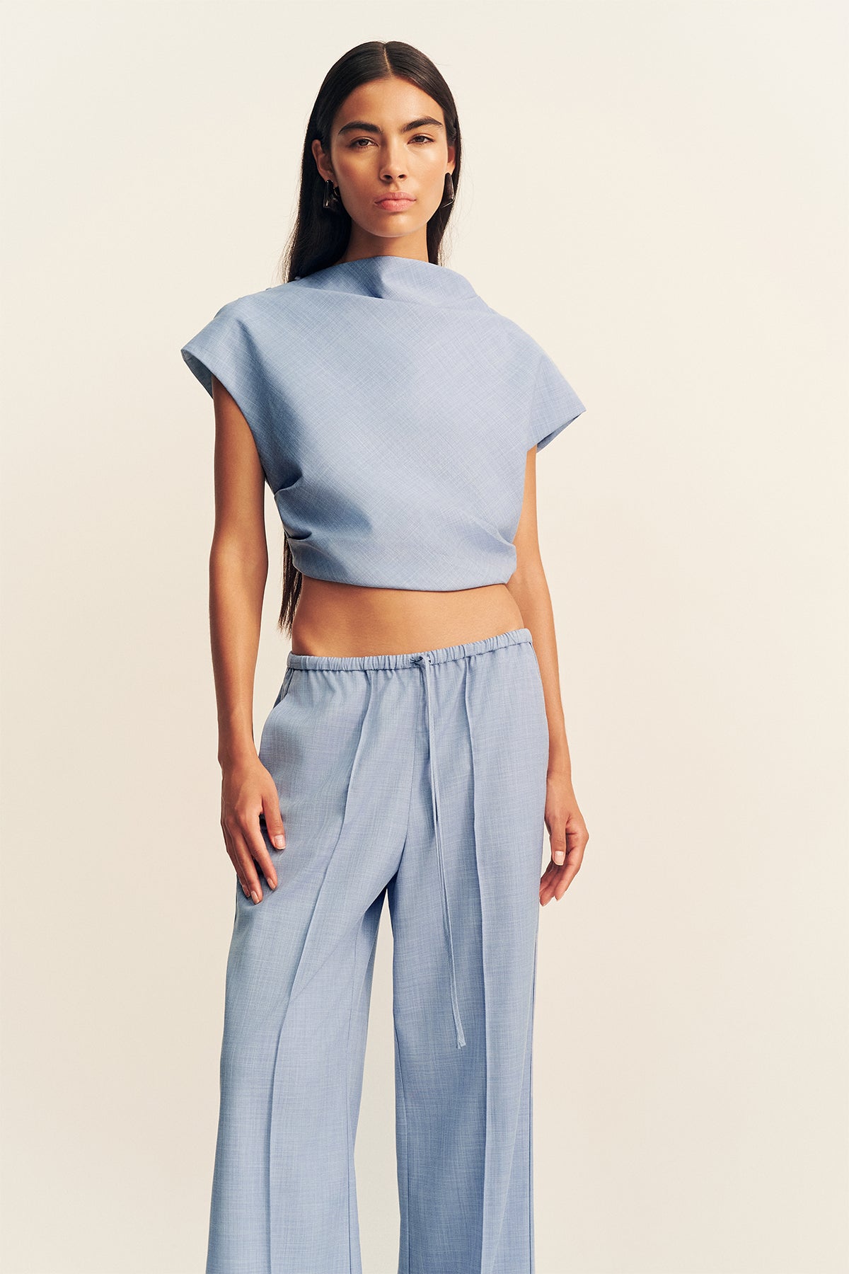 トップス The airtown skyblue sleeve Asher Cap Sleeve Top | Chambray Blue | Tops | Shona Joy – Shona Joy US