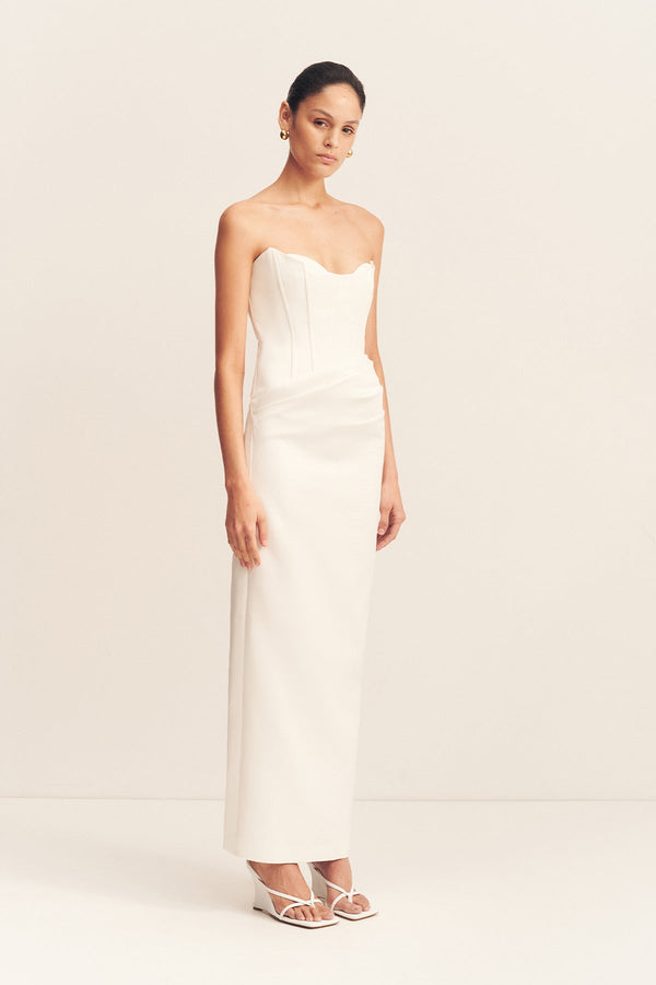 OAKLEY STRAPLESS DRAPED MAXI DRESS - IVORY_A