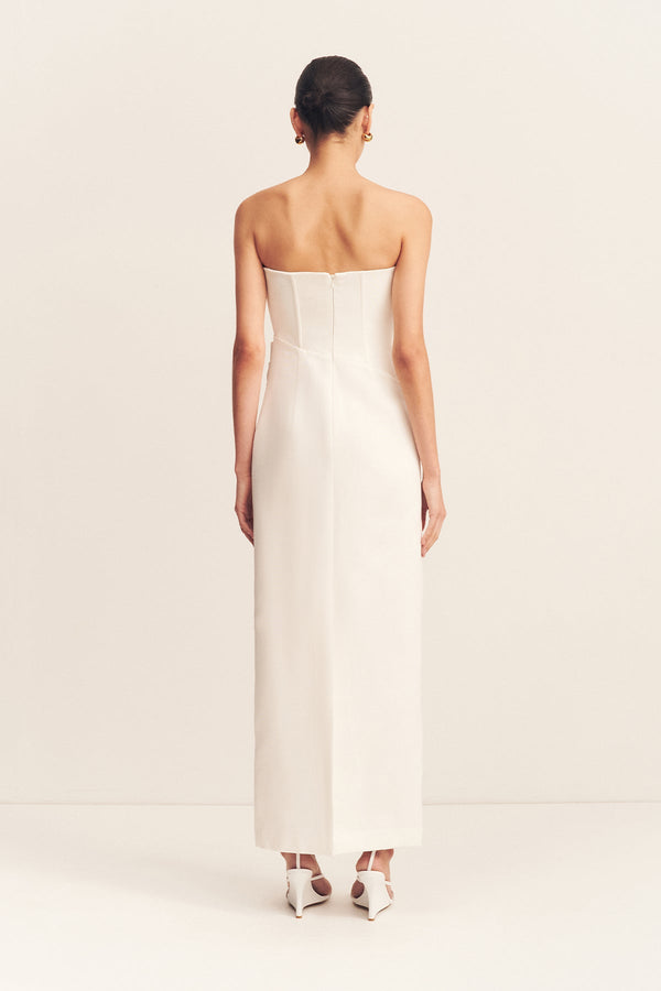 OAKLEY STRAPLESS DRAPED MAXI DRESS - IVORY_B