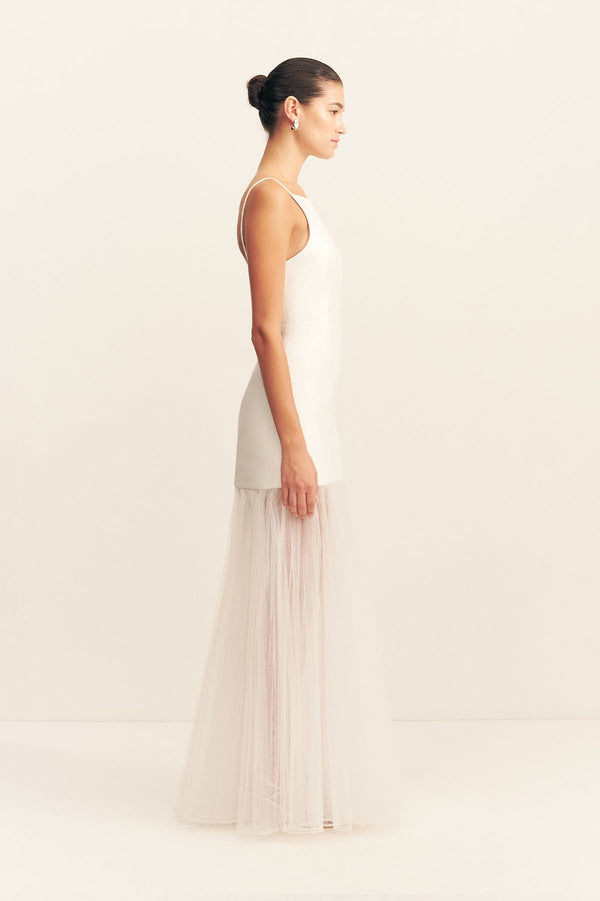 CALCITE CONTRAST SQUARE NECK MAXI DRESS