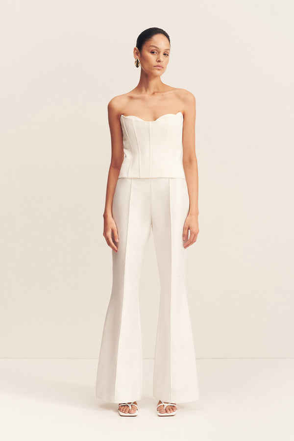 THEA PINTUCK FLARED PANT IVORY PANTS SHONA JOY – Shona Joy US