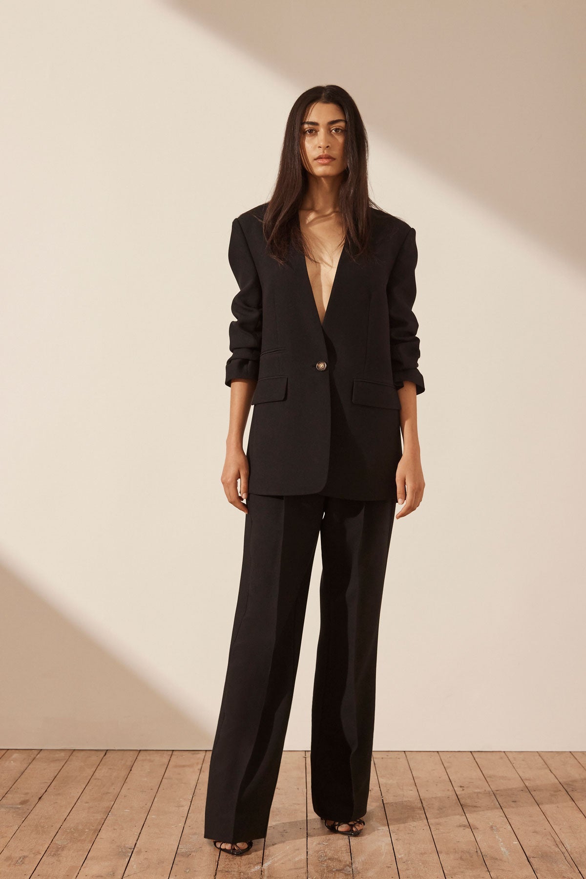 Irena Collarless Oversized Blazer | Black | Blazers | Shona Joy