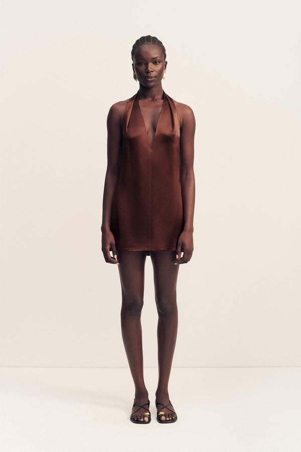 Shona Joy Savanna Halter Neck Mini Dress in Brown - size Aus 8/US 4 Shona Joy Savanna Halter Neck Mini Dress in Brown - size Aus 8/US 4