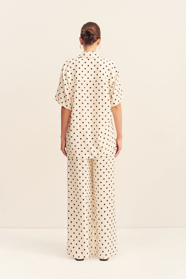 HOUSTON SHEER SHIRT WITH TIE - BLANC POLKA