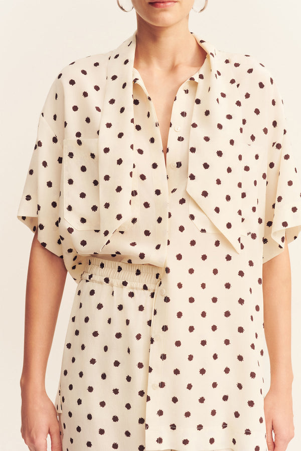 HOUSTON SHEER DRAWSTRING PANT - BLANC POLKA