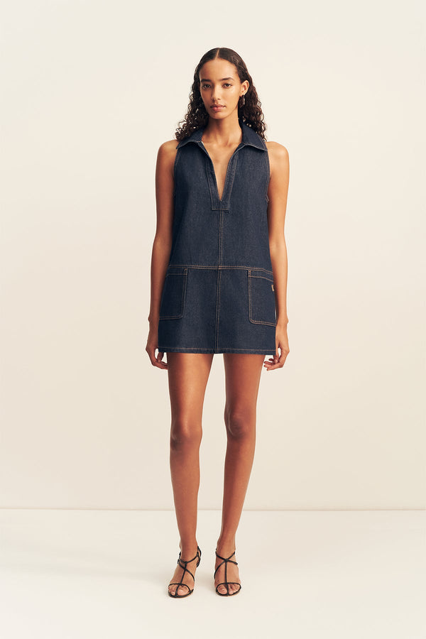 RITA COLLARED SHIFT MINI DRESS_F
