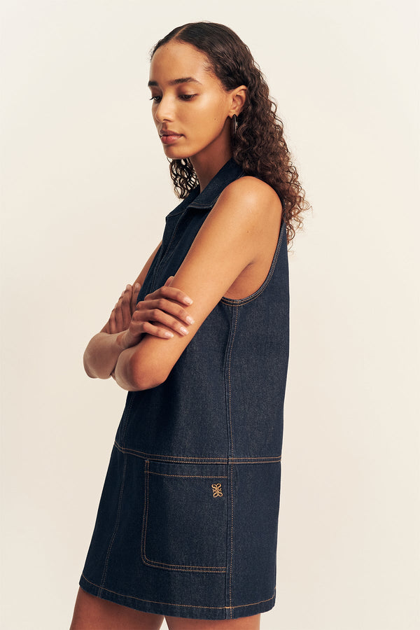 RITA COLLARED SHIFT MINI DRESS
