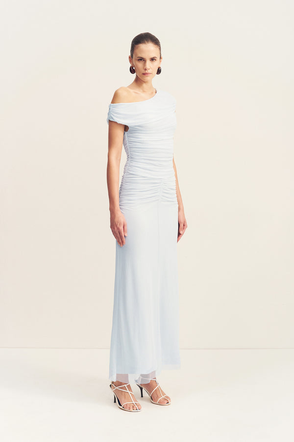 MIRA OFF SHOULDER MAXI DRESS - SKY