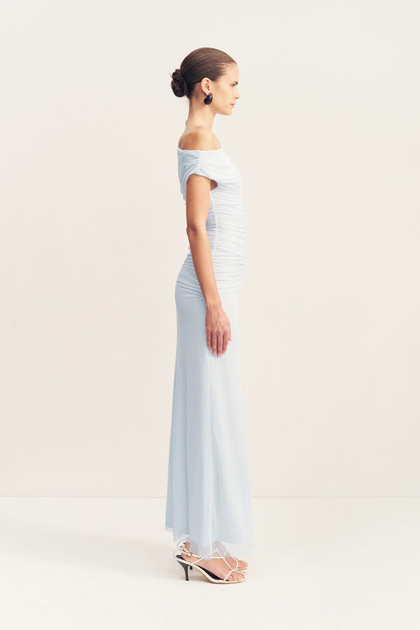 MIRA OFF SHOULDER MAXI DRESS - SKY