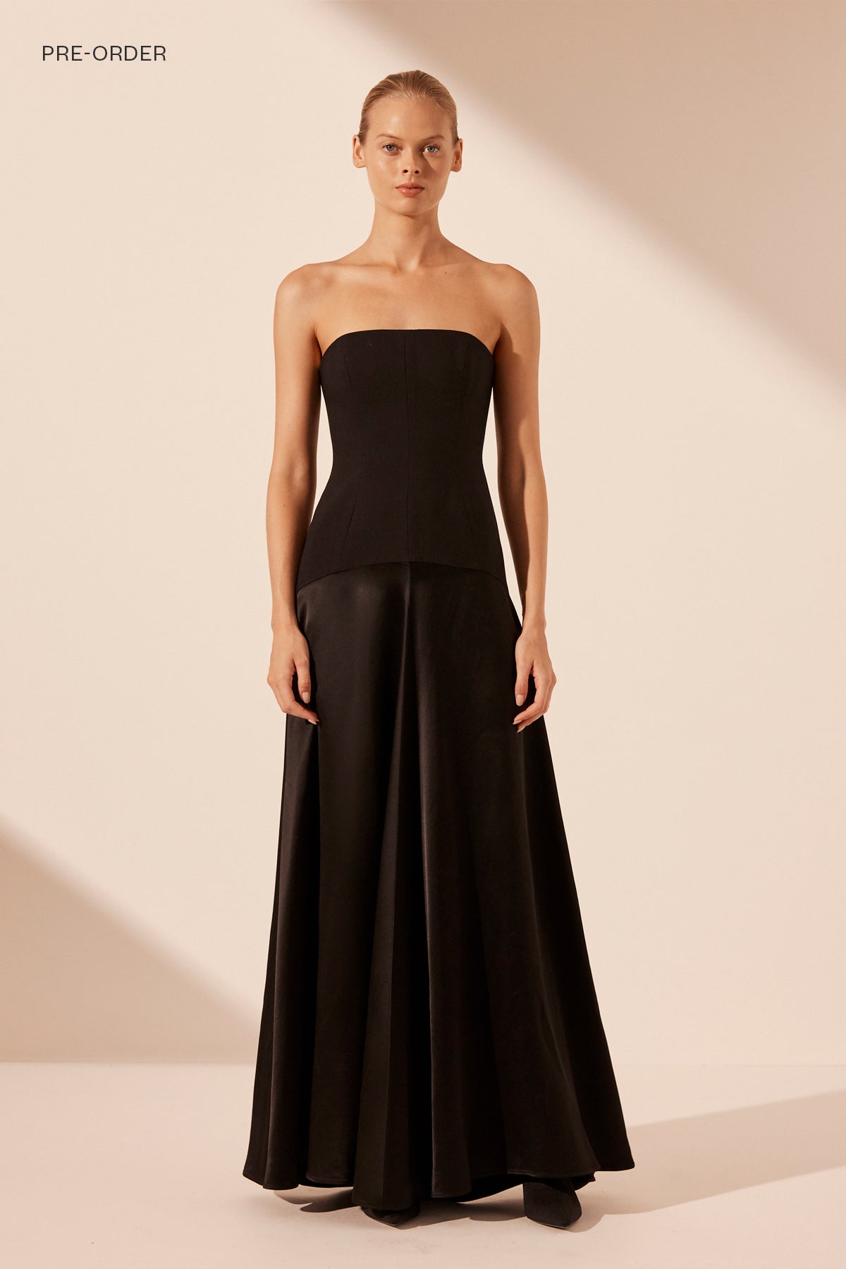 ADRI STRAPLESS PANELLED MAXI DRESS | BLACK | DRESSES | SHONA JOY ...