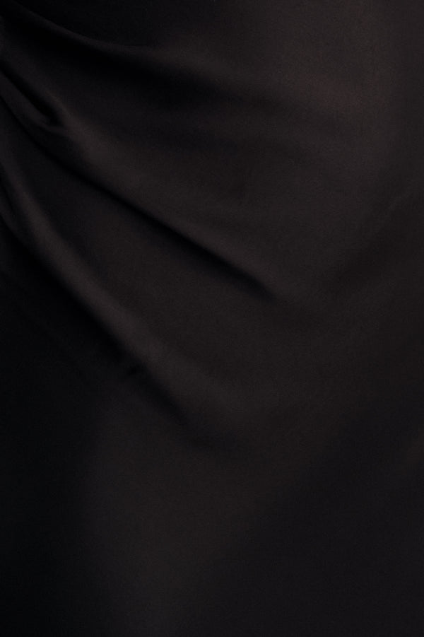 AGNES DRAPED RUFFLE MAXI DRESS - BLACK