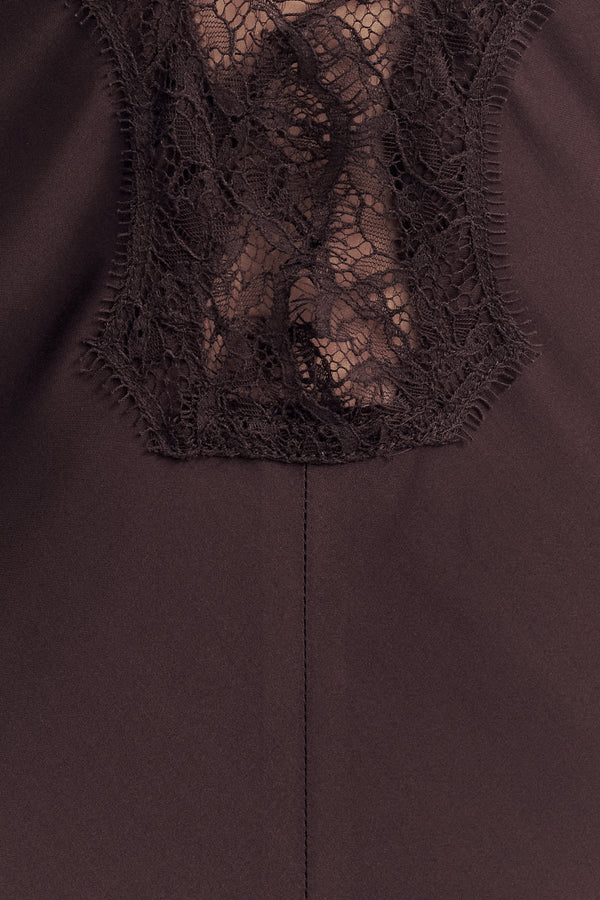 ALLEGRA LACE PANELLED MAXI DRESS - ESPRESSO_SW