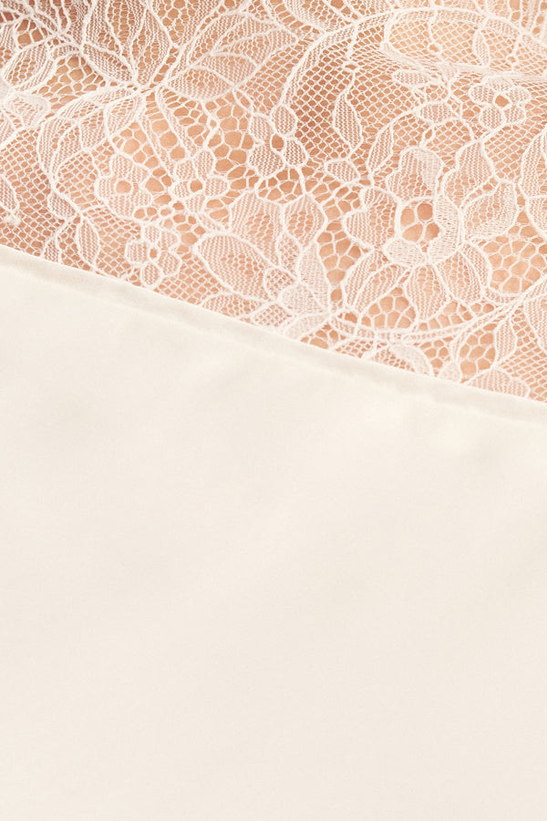 ALLEGRA LACE PANELLED MINI DRESS - IVORY