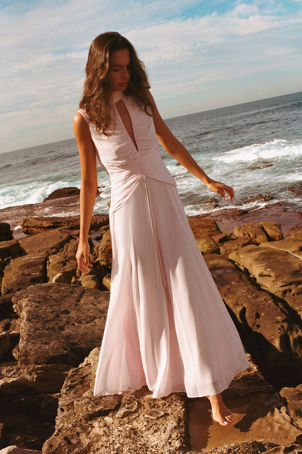 AMINA CUT OUT RUCHED MAXI DRESS - FAIRYFLOSS