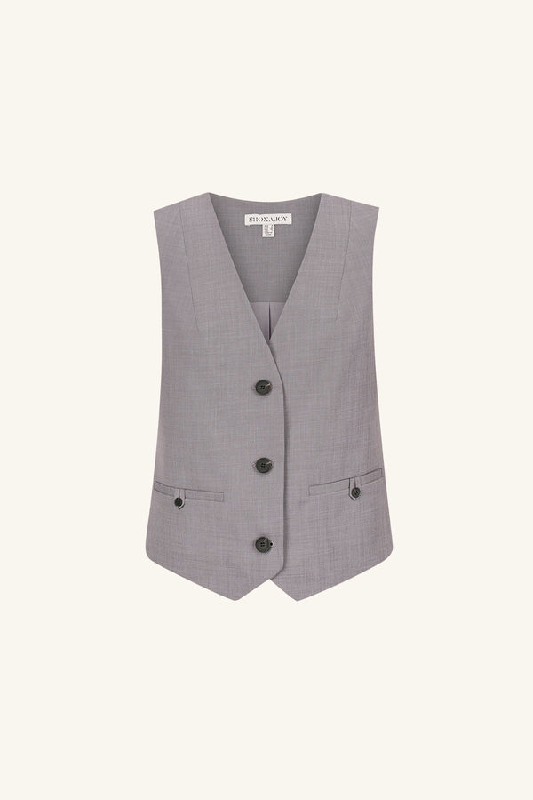 ASHER OVERSIZED TAILORED VEST | STEEL GREY | TOPS | SHONA JOY 