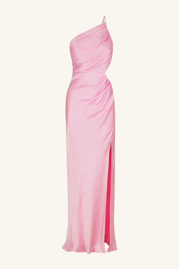 LA LUNE ASYMMETRICAL GATHERED MAXI DRESS - PEONY_G