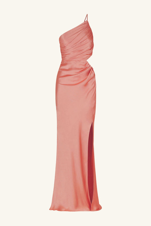LA LUNE ASYMMETRICAL GATHERED MAXI DRESS - ANTIQUE ROSE_G