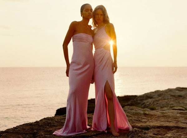 LA LUNE ASYMMETRICAL GATHERED MAXI DRESS - PEONY_C