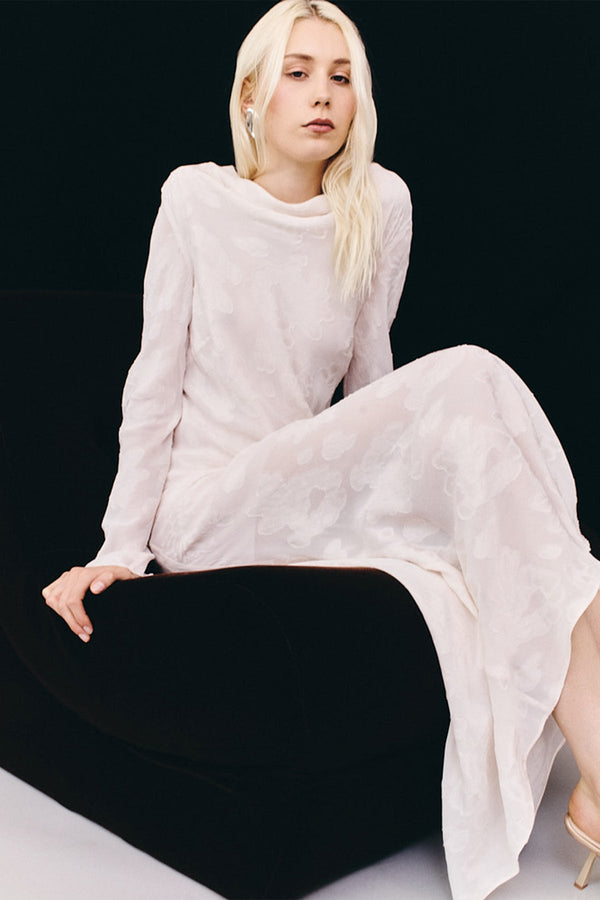 BOWERY LONG SLEEVE MAXI DRESS - MILK