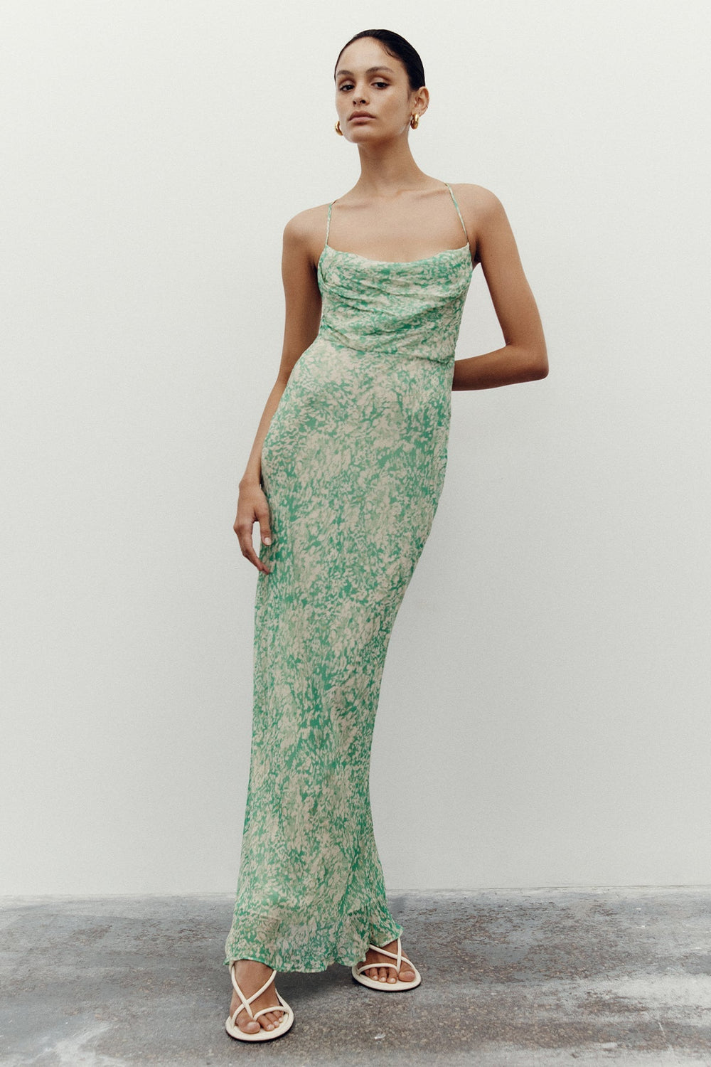 Belvedere Lace Back Bias Maxi Dress | Tree Green/Multi | Dresses ...