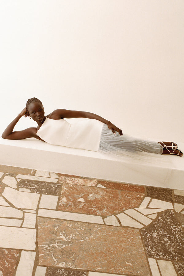 CALCITE CONTRAST SQUARE NECK MAXI DRESS