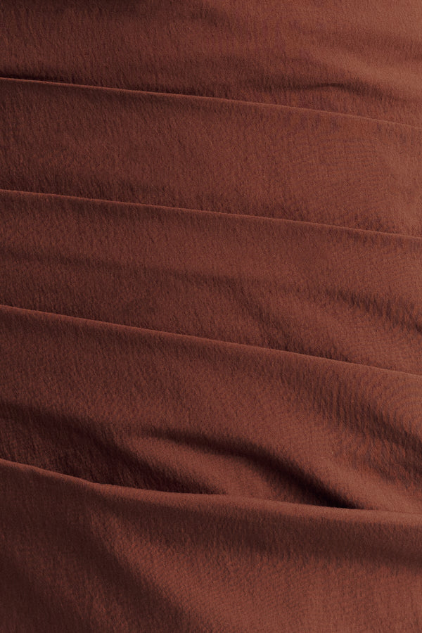 CAMPBELL RUFFLE DRAPED MAXI DRESS - ESPRESSO