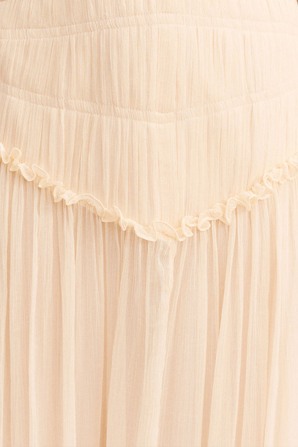 CLEMENCE HIGH NECK MIDI DRESS - CREAM