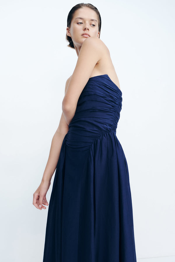 CELESTE STRAPLESS PANELLED MAXI DRESS - MIDNIGHT