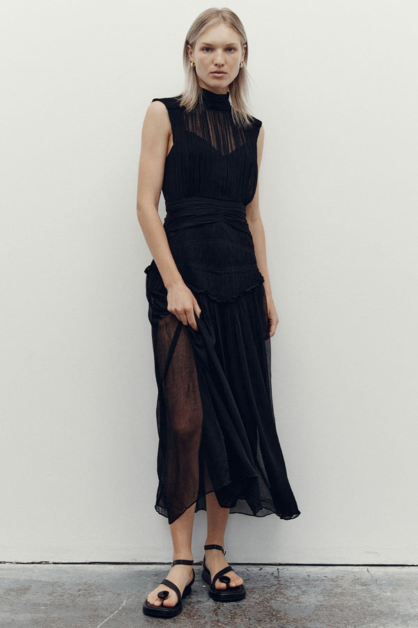 shona joy clemence chiffon high neck midi dress Shana Joy Clemence Chiffon High Neck Midi Dress