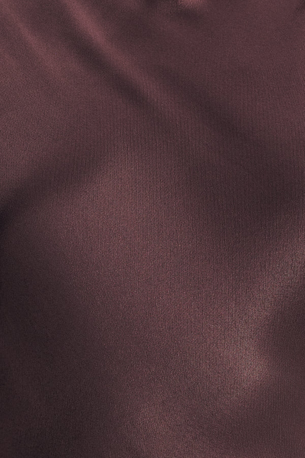 LA LUNE PLUNGED LONG SLEEVE MAXI DRESS - ESPRESSO