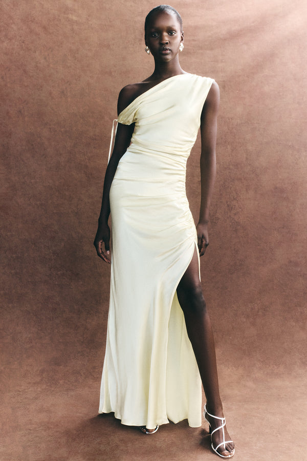 LA LUNE GATHERED MAXI DRESS - LEMON