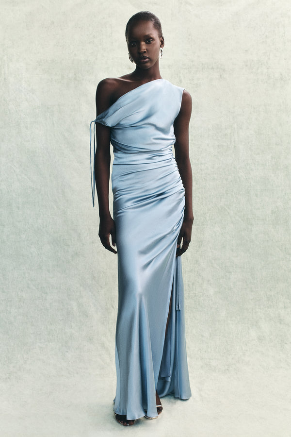 LA LUNE GATHERED MAXI DRESS - POWDER BLUE