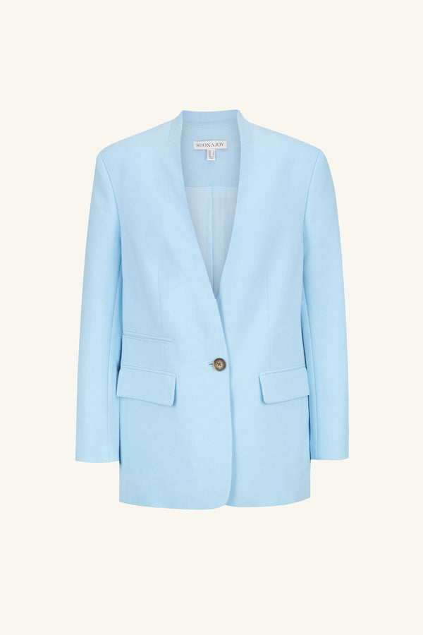 Irena Collarless Oversized Blazer, Cool Blue, Outerwear