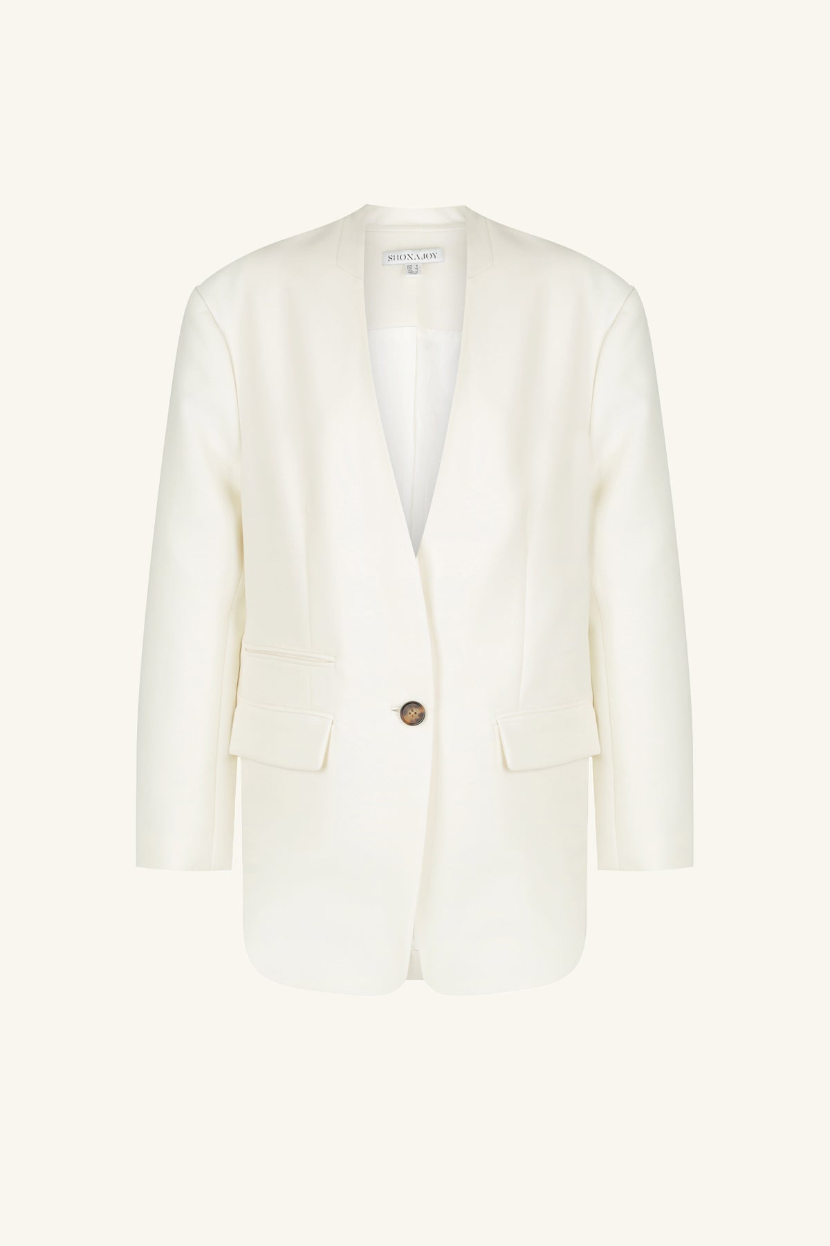 Irena Collarless Oversized Blazer, Cream, Blazers