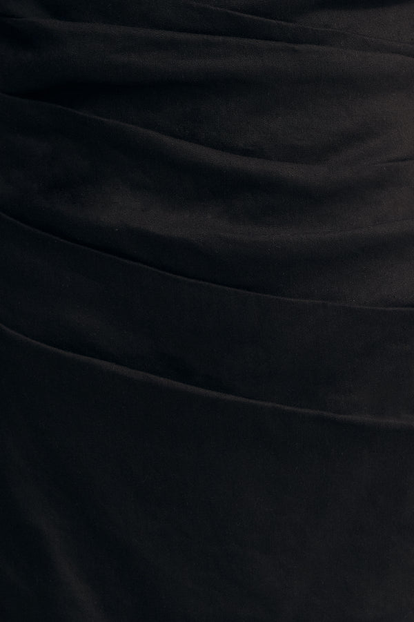 KASBAH DRAPED MINI DRESS - BLACK
