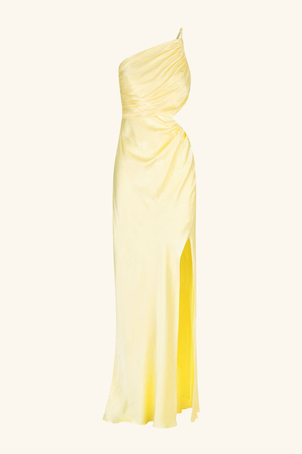 La Lune Asymmetrical Gathered Maxi Dress | Lemon | Dresses | Shona Joy Shona Joy US La Lune Asymmetrical Gathered Maxi Dress | Lemon | Dresses | Shona Joy Shona Joy US