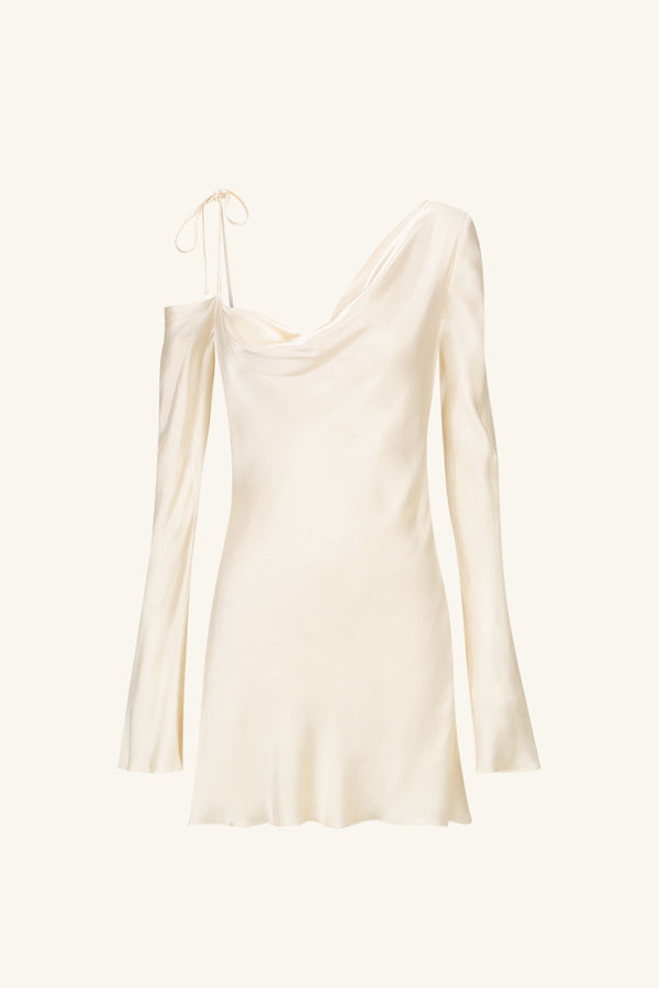 LA LUNE ASYMMETRICAL LONG SLEEVE MINI DRESS | CREAM | DRESSES | SHONA JOY Shona Joy US LA LUNE ASYMMETRICAL LONG SLEEVE MINI DRESS | CREAM | DRESSES | SHONA JOY Shona Joy US