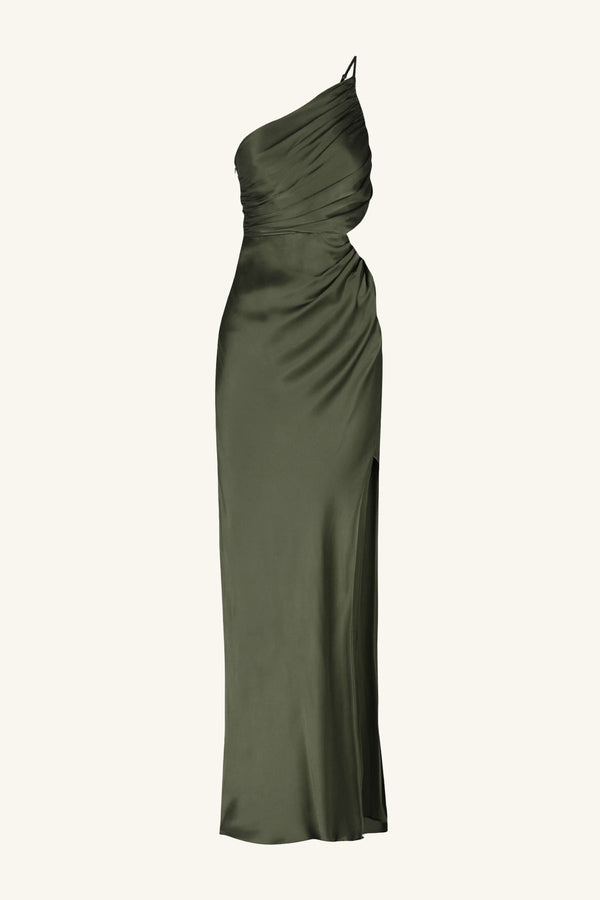 La Lune Asymmetrical Gathered Maxi Dress | Forest | Dresses | Shona Joy Shona Joy US La Lune Asymmetrical Gathered Maxi Dress | Forest | Dresses | Shona Joy Shona Joy US