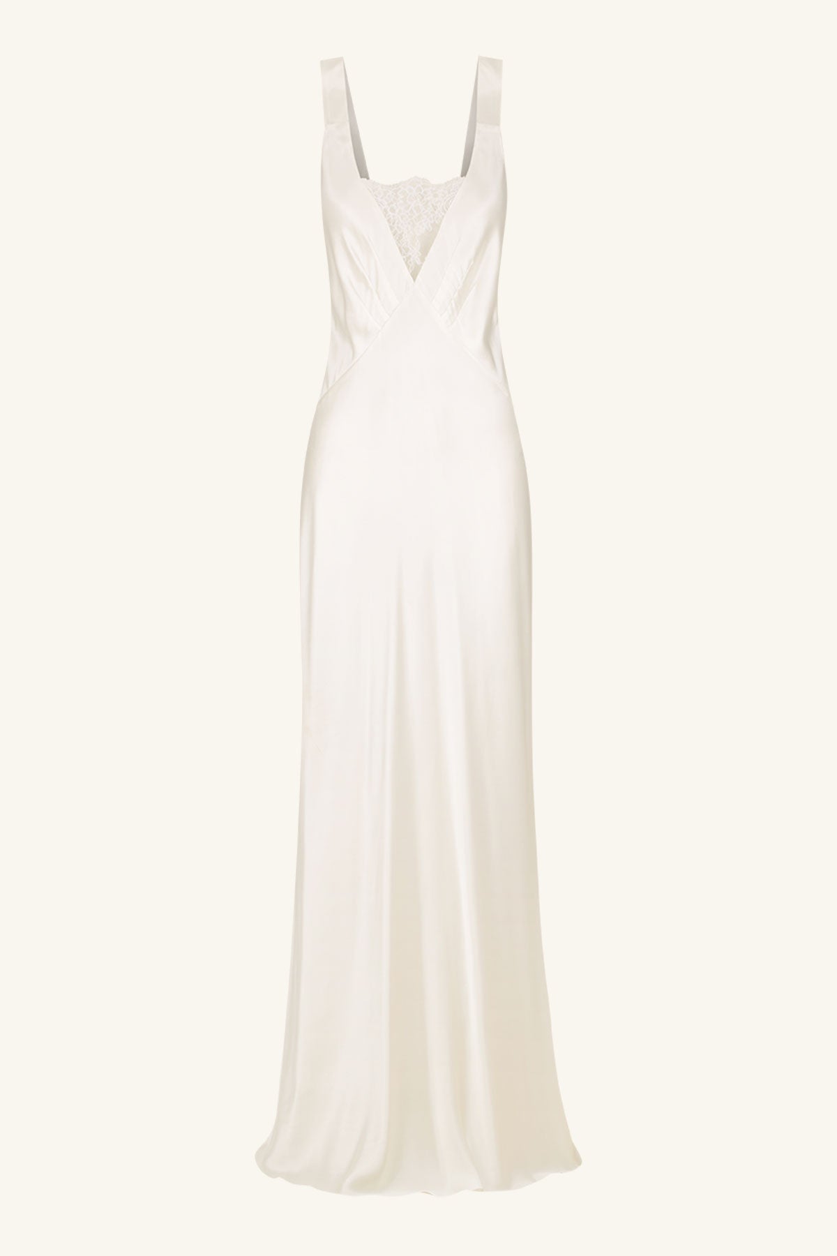 La Lune Cumulus Silk Plunged Lace Maxi Dress | Ivory | Dresses | Shona Joy