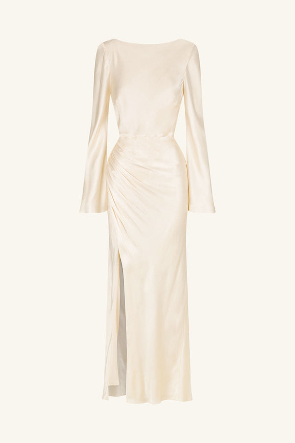 La Lune Flared Sleeve Side Split Midi Dress | Cream | Dresses | Shona Joy Shona Joy US La Lune Flared Sleeve Side Split Midi Dress | Cream | Dresses | Shona Joy Shona Joy US