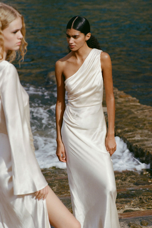 La Lune Gathered One Shoulder Maxi Dress | Cream | Dresses | Shona Joy Shona Joy US La Lune Gathered One Shoulder Maxi Dress | Cream | Dresses | Shona Joy Shona Joy US