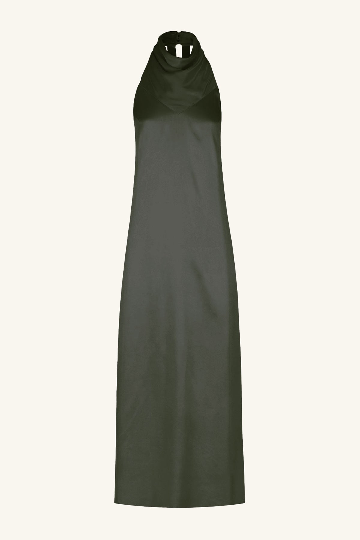 La Lune High Neck Cowl Maxi Dress, Olive, Dresses