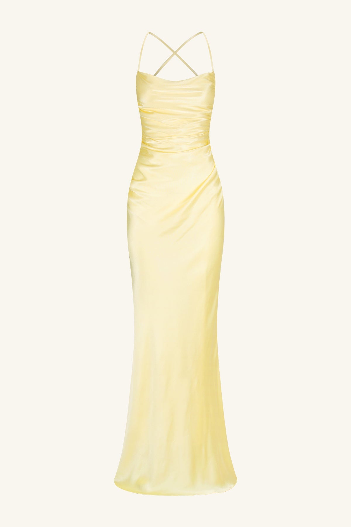 Shona Joy Lemon Silk Dress LA LUNE LACE BACK MAXI DRESS LEMON