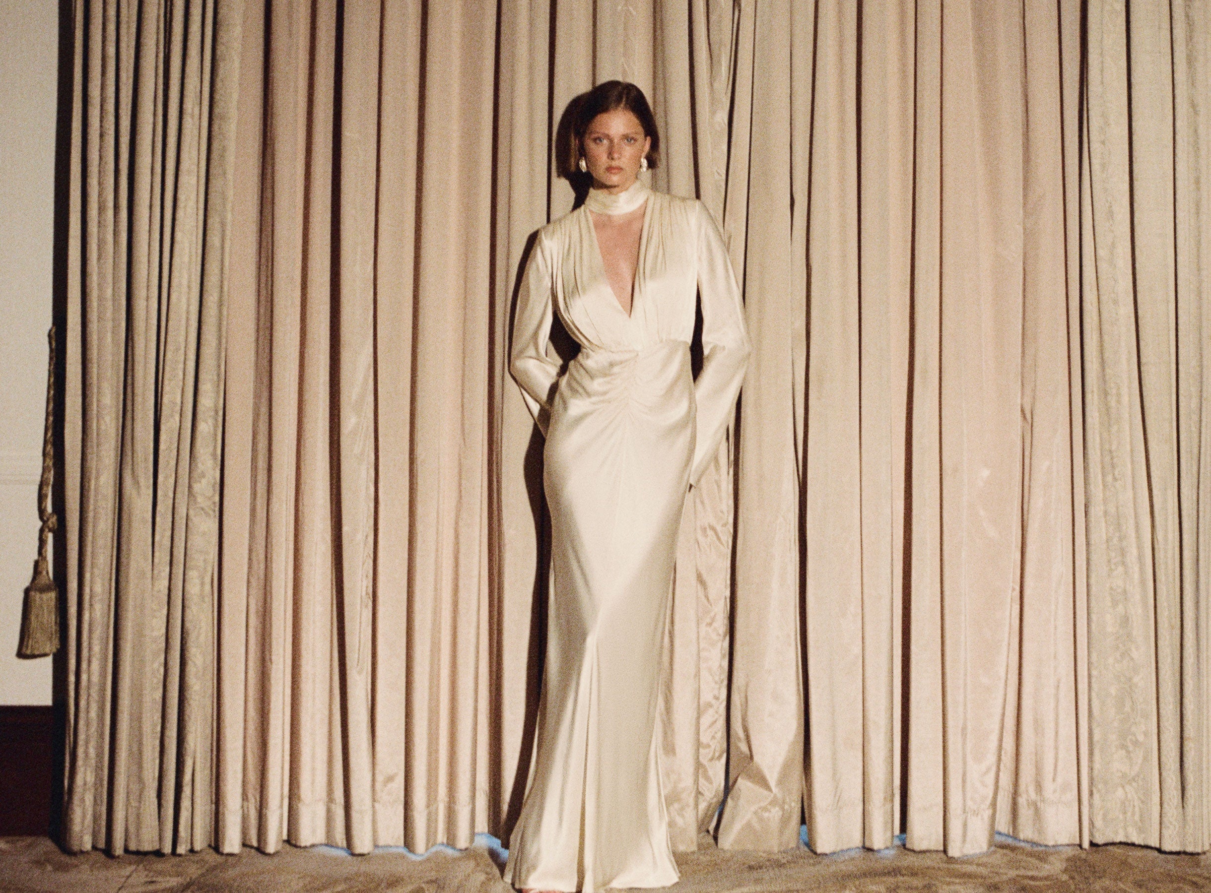 Long Sleeve White Plunging Dress Lace Long Sleeves Boho Wedding