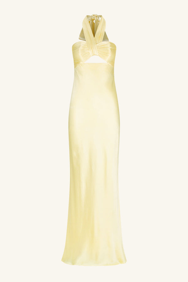 La Lune Ruched Halter Maxi Dress | Lemon | Dresses | Shona Joy Shona Joy US La Lune Ruched Halter Maxi Dress | Lemon | Dresses | Shona Joy Shona Joy US