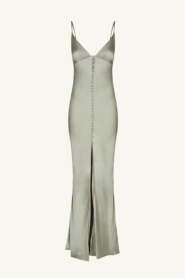 LA LUNE BIAS SLIP DRESS - SAGE_G