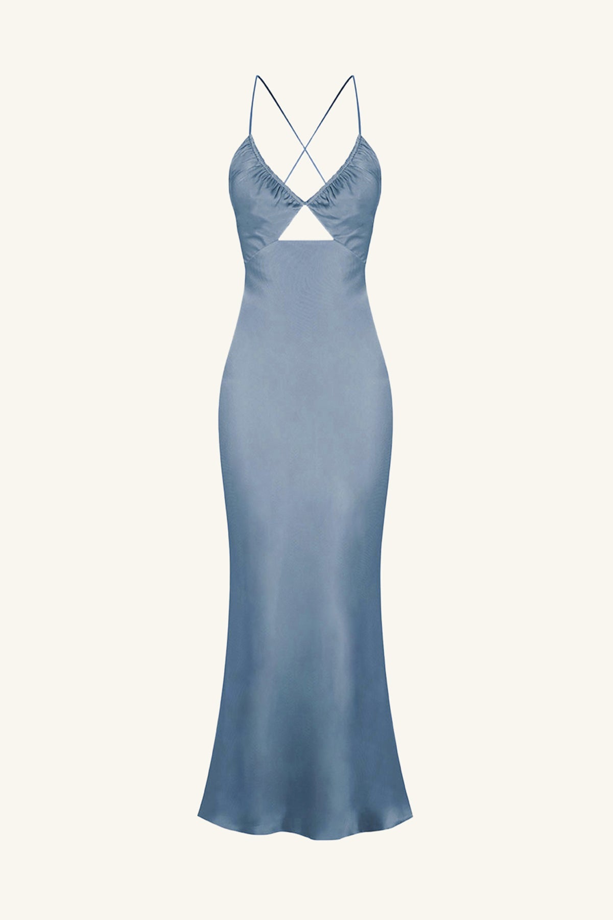 Chamonix Midi Blue Dress w/ Ruched Detail